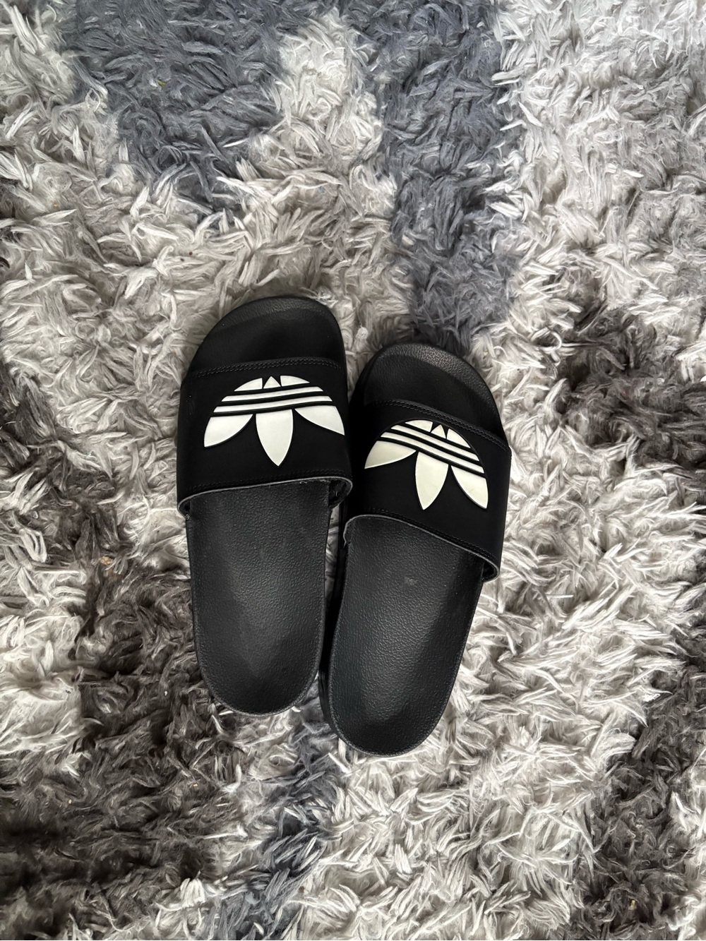 Adidas Black Slide Sandals with White Trefoil